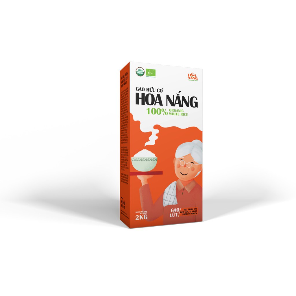 Gạo Lứt Hữu Cơ Hoa Nắng Hộp 2Kg - Hạt thon dài, màu nâu, dẻo bùi, vị ngọt tự nhiên