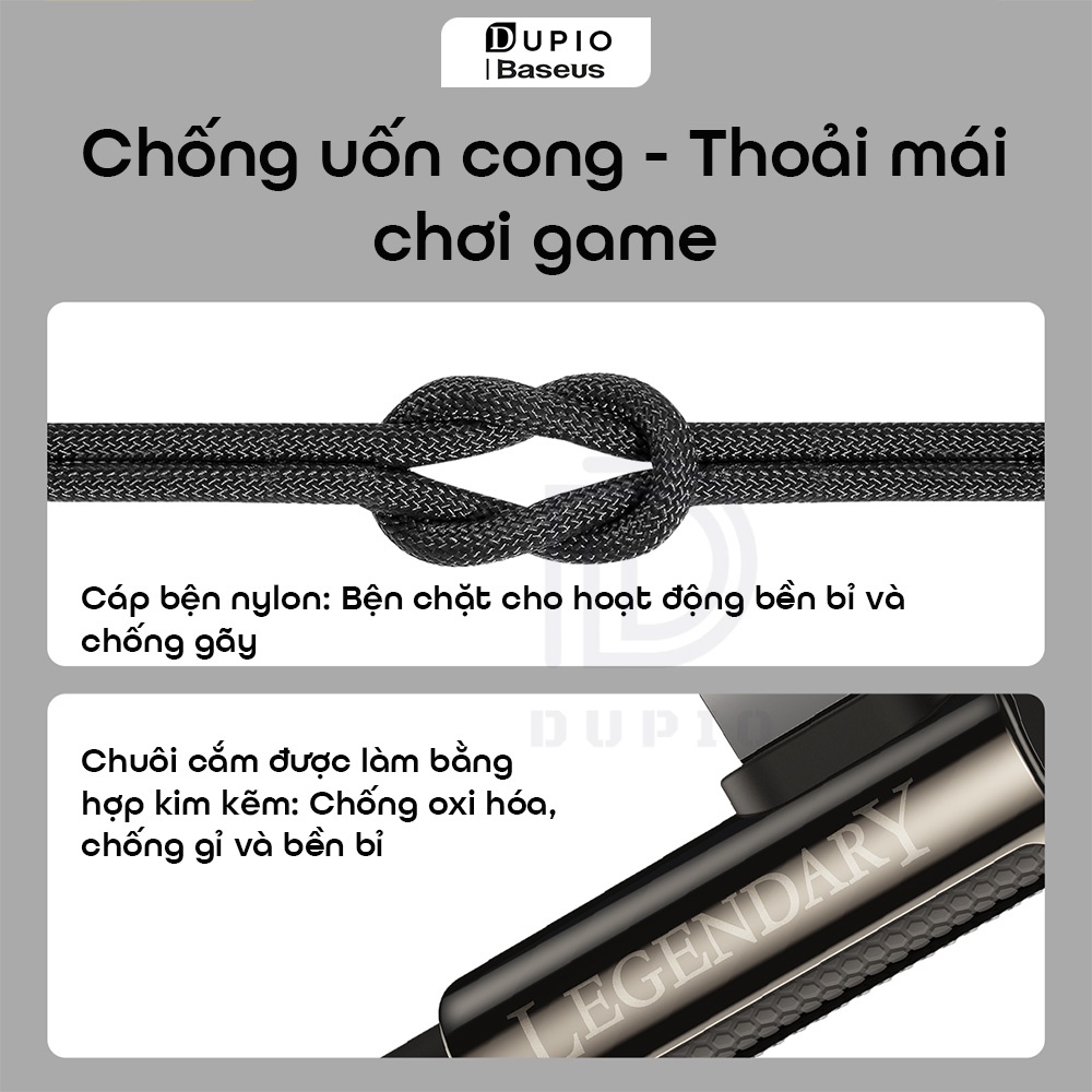 Dây cáp sạc nhanh Dupio Baseus DS05 type c có đèn báo 20W dùng cho chơi game