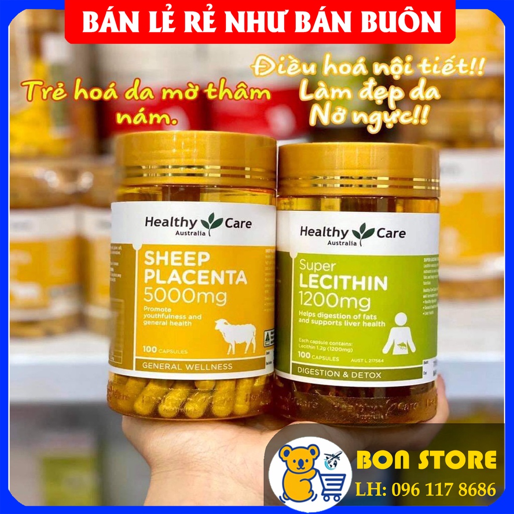 [Tem CHEMIST] Nhau Thai Cừu Úc Sheep Placenta Healthy Care 5000mg - 100 viên