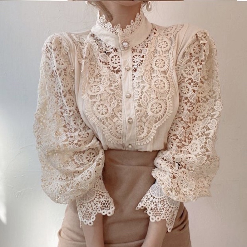 Áo sơ mi ren hoa tay bồng nữ tính B.I.C Clothing SM102