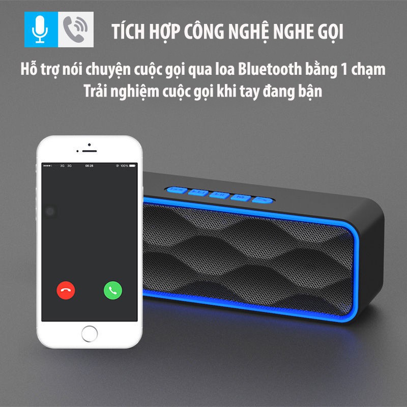 Loa Bluetooth Siêu Trầm, Tích Hợp Loa Kép Cho ÂM Thanh Sống Động, Sắc Nét HOT