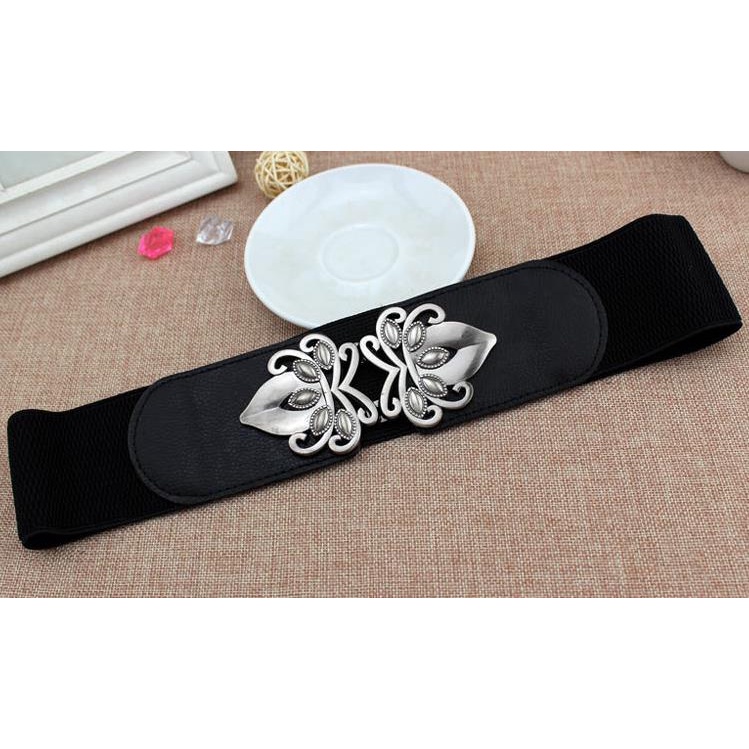 Thắt Lưng Nữ Bản Rộng Khóa Hợp Kim Hình Hoa Phong Cách retro Thời Trang