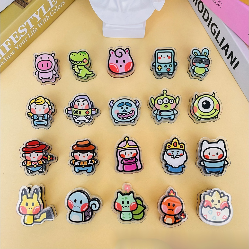 Kẹp Giấy Thử Nghiệm Hoạt Hình Toy Story Ba Mặt Bằng Acrylic Trong Suốt PP Kẹp Niêm Phong Đồ Ăn Nhẹ Hình Gấu Dâu Tây