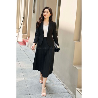 Lalya_áo blazer ôm dáng ngắn-đen