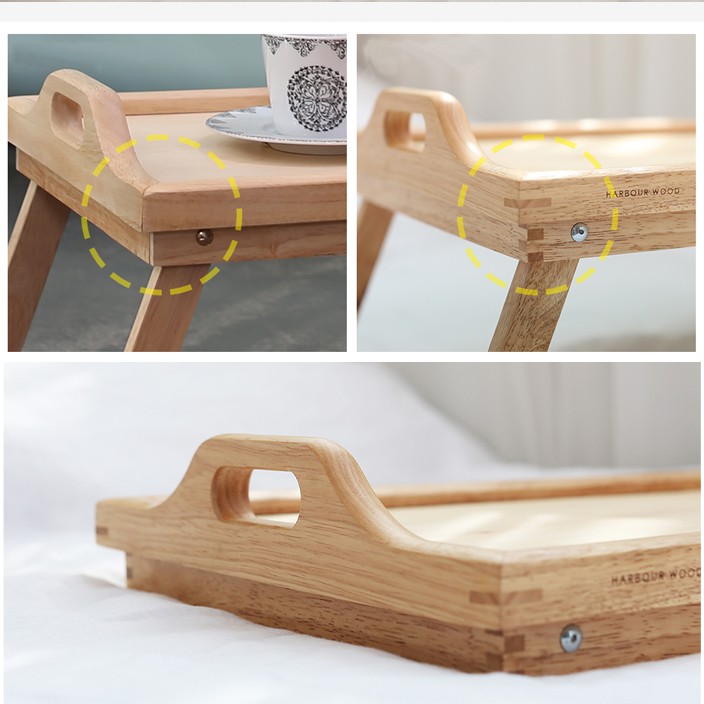 Bàn tray gấp có quai nắm gỗ tự nhiên-Bed tray