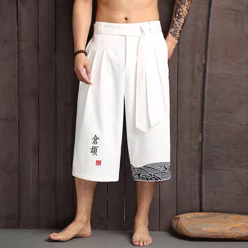 Quần lửng Kimono Kawaki, quần đũi lửng Edo Menswear Japan style, chất đũi mềm mát xu hướng thời trang 2023