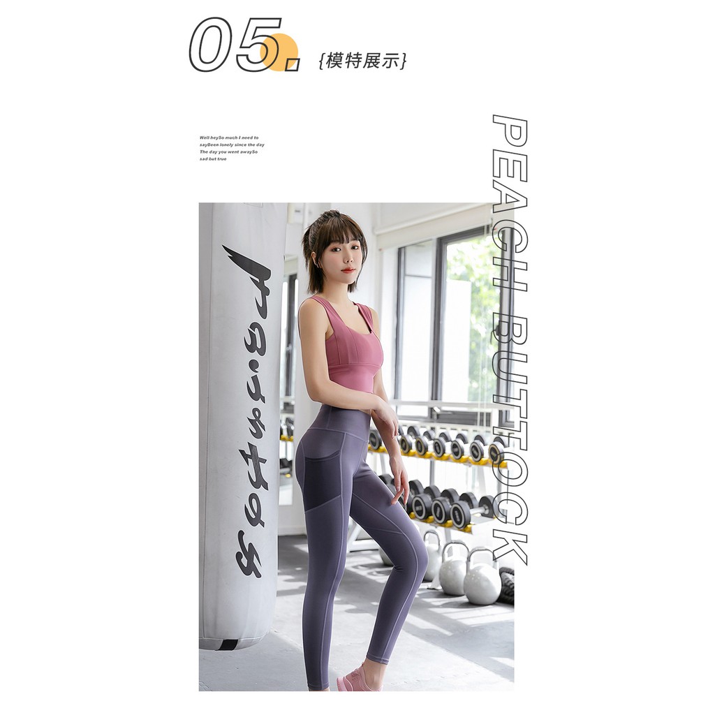 Quần tập dài Gym nữ cạp lưng cao có túi nâng mông co giãn 4 chiều thoáng mát tập Yoga Gym Zumba Aerobic QTT002