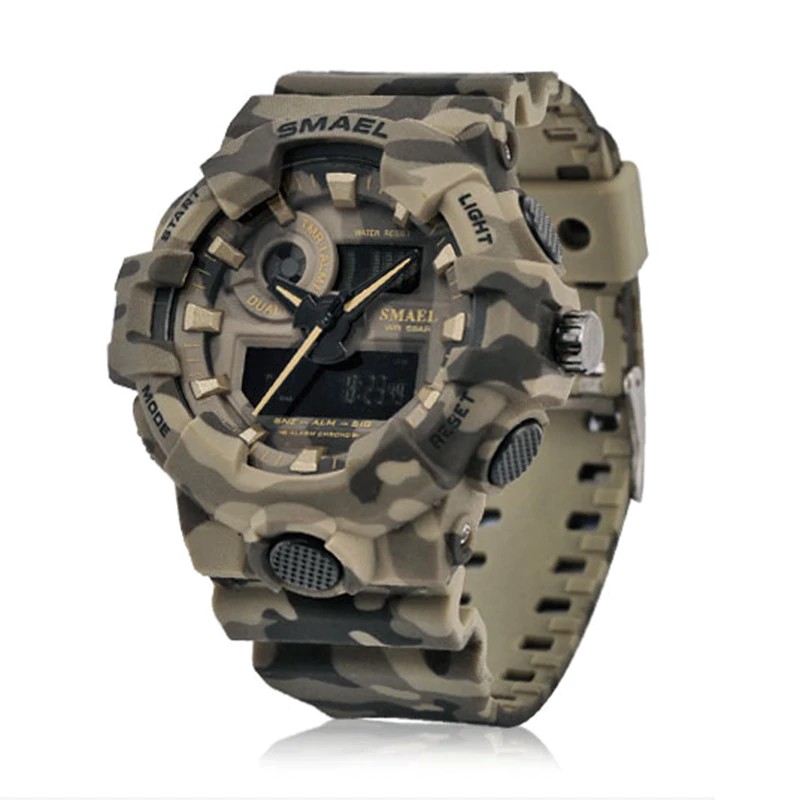 SMAEL Men Quartz Watch Camouflage Dual Display Sport Watches