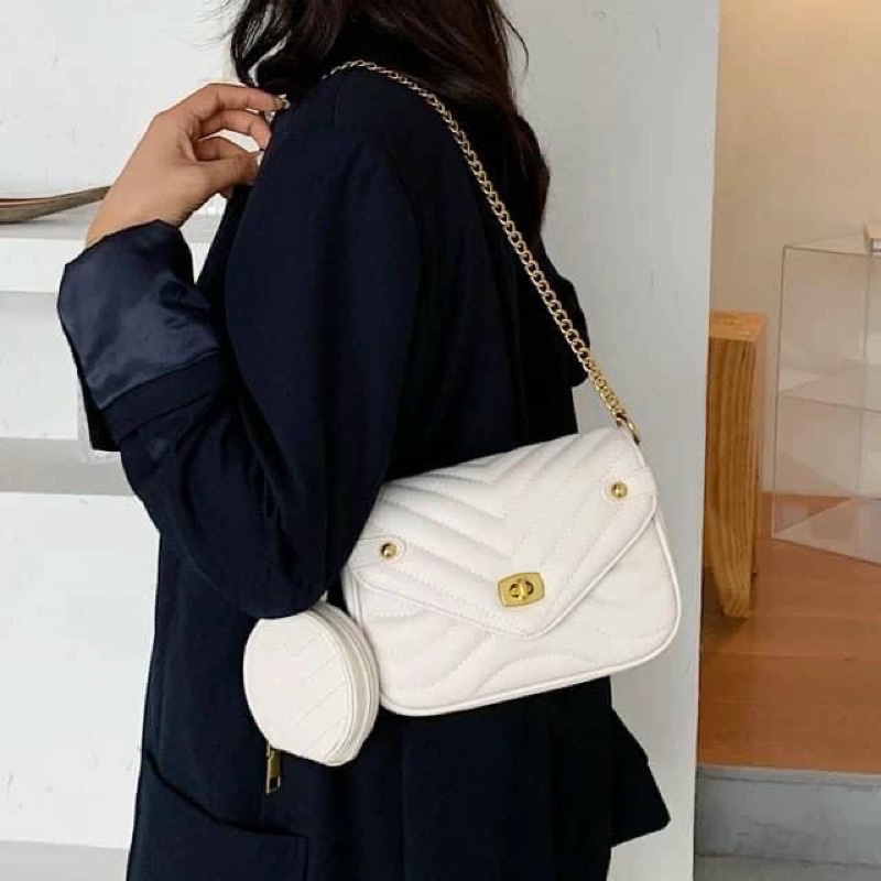 Túi đeo chéo nữ kèm ví khoá xoay 99k-8/9, size 20 cm