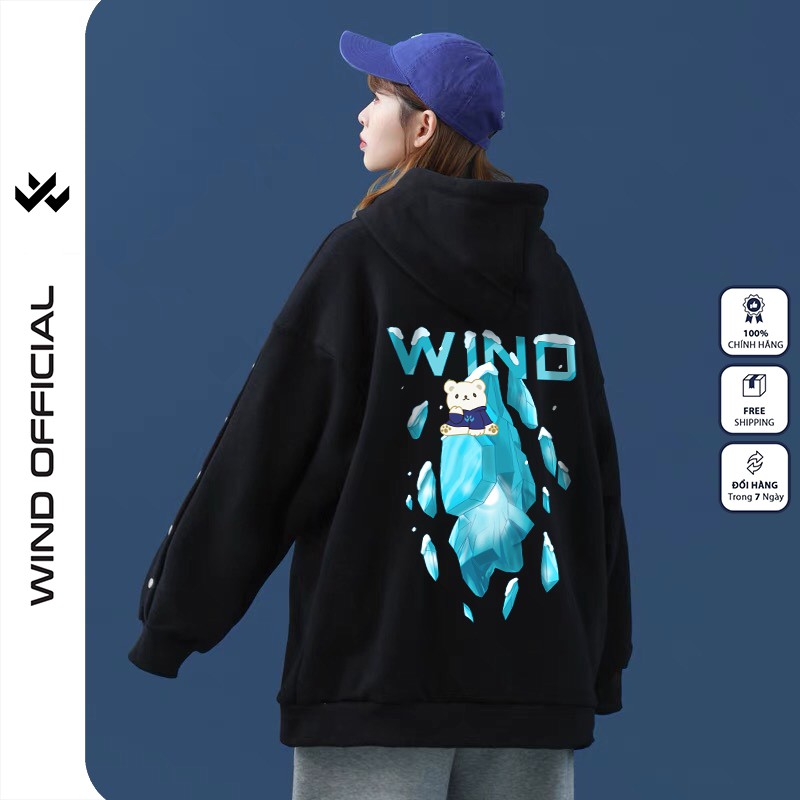Áo hoodie form rộng WIND unisex nỉ bông BĂNG HD22 thời trang nam nữ oversize ulzzang | WebRaoVat - webraovat.net.vn