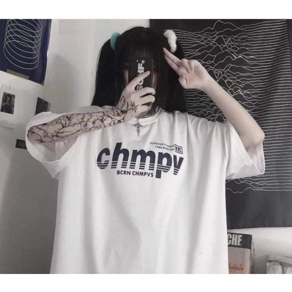 Áo thun chmpv cá tính QUYN unisex - Phông dài tay dáng rộng in hình basic stress style nam nữ - Chất cotton xu mát