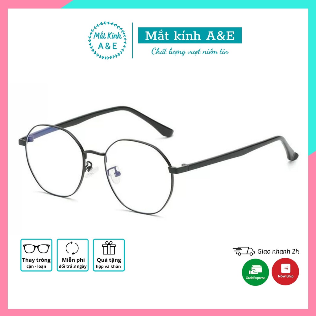 Gọng kính cận nam nữ AMIE Eyewear mắt kính đa giác gọng kim loại bọc nhựa giảm đau tai thiết kế đơn giản thời trang 3055