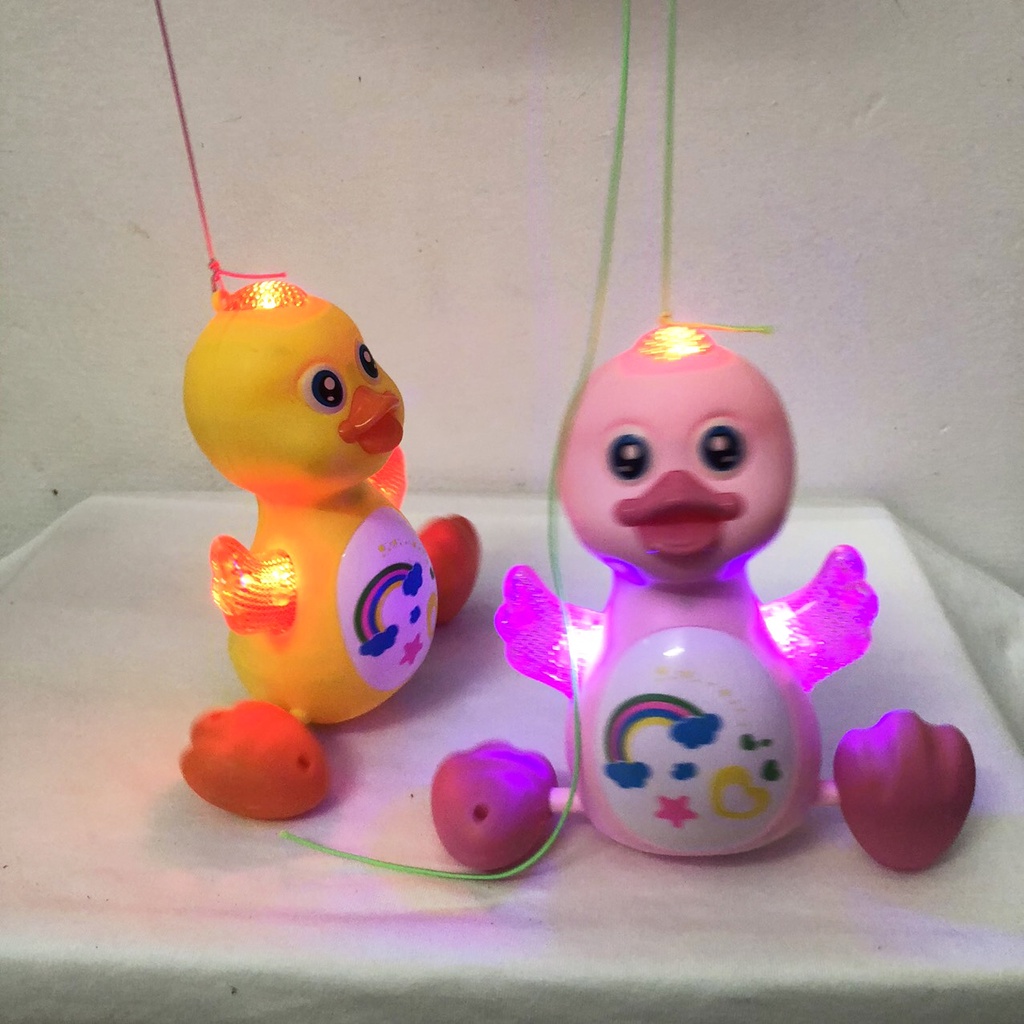 Đồ chơi cho bé hình Lân, cua, bò sữa, vịt, thỏ, kỳ lân, rùa biết đi phát sáng và có nhạc và dây buộc cầm tay cho bé