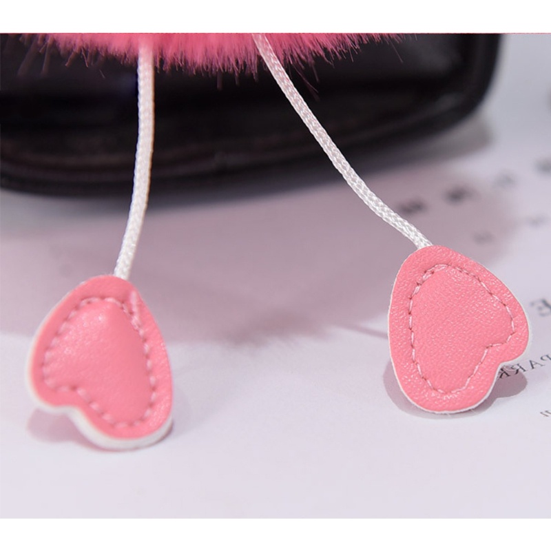 Móc Khóa Hình Mắt Kính Phối Banh Lông Thỏ Mềm Mại Dễ Thương