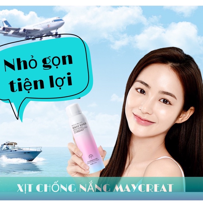 Xịt chống nắng Maycreate SPF 50 PA+++ freeship ( xịt khoáng )