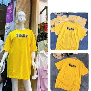 Áo thun form rộng tay ngắn ,chữ FEAR siêu cute cổ tròn giấu quần mặc thành đầm đều được