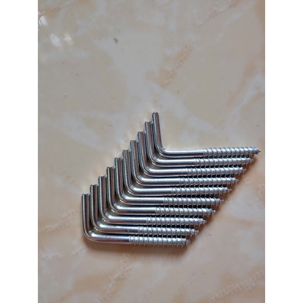 1 Cái Vít móc chữ L đủ các cỡ 4p, 6p, 8p, 10p, 12p dùng móc màn, móc đồ tiện dụng