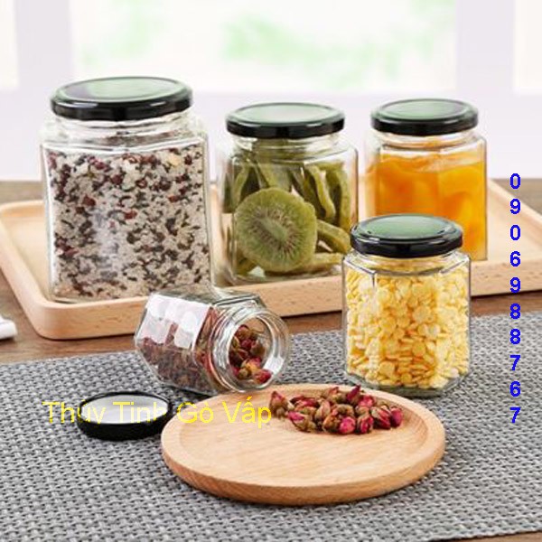 Bộ 2 Hũ thủy tinh lục giác nắp thiếc 280ml - Lọ lục giác | BigBuy360 - bigbuy360.vn
