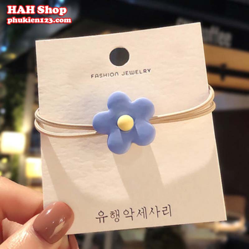 Dây buộc tóc hoa 5 cánh nhiều màu cột tóc cute phong cách Hàn Quốc