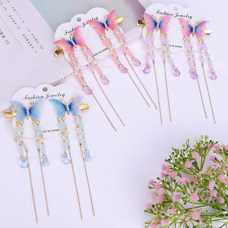 Set 2 Kẹp Tóc Công Chúa Cho Bé Gái Mẫu Dài Cánh Bướm - PKT43
