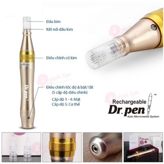 [Sale] Máy phi kim vàng DR PEN M5 tích điện dùng trong spa, thẩm mỹ viện, tặng kèm 3 kim nano