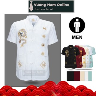 Áo sơ mi nam form rộng ngắn tay vải đũi big size cổ tàu kiểu đại gia chất vải thoáng mát