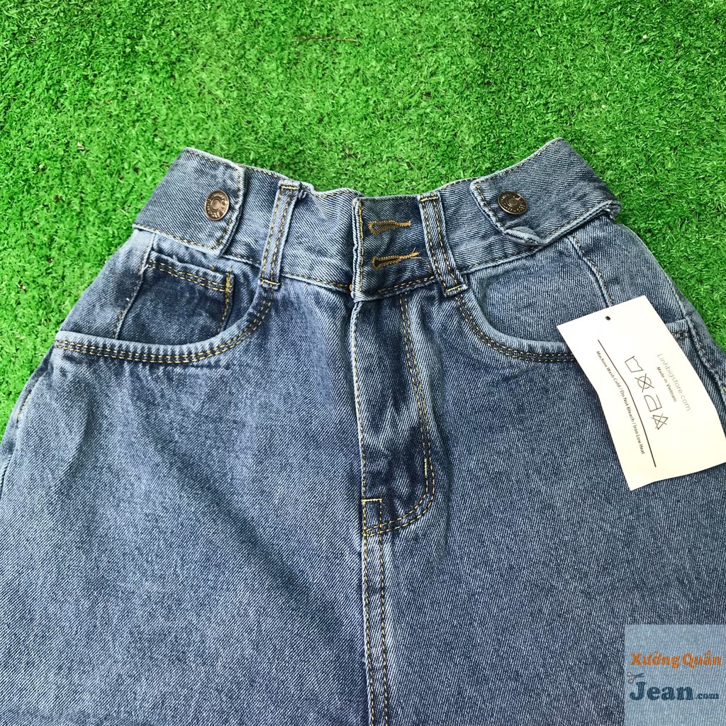 Quần Baggy Jean Trơn Lưng Thun Sau, Quần Baggy Nữ Nút Hông ULZZANG Cực Chất - 404