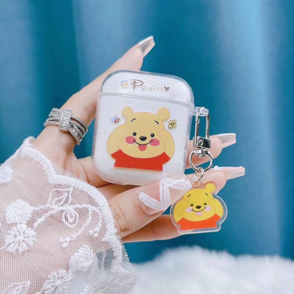 Vỏ Bảo Vệ Hộp Sạc Tai Nghe airpods 1/2/3/pro 2021 inPods i12 Bằng Tpu Dẻo Trong Suốt Họa Tiết Hoạt Hình Gấu Dễ Thương