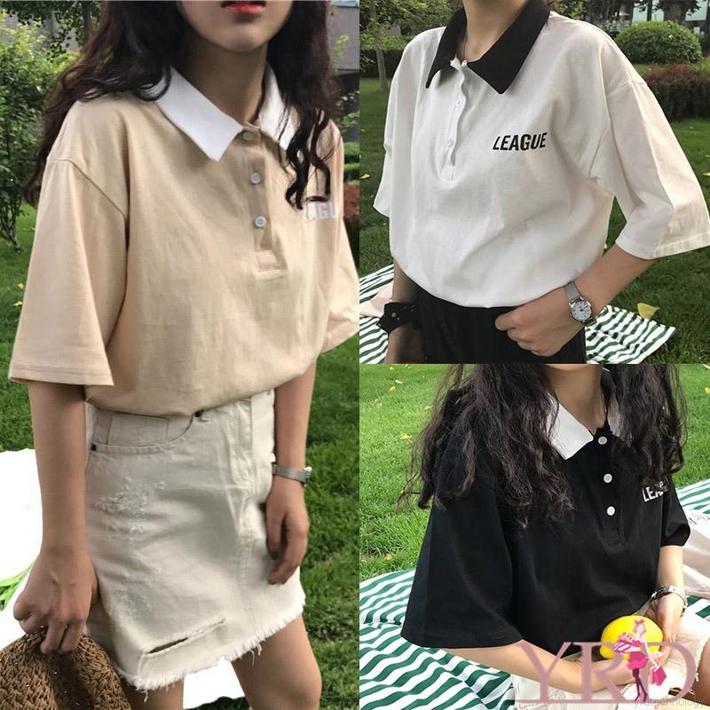Áo polo nữ cổ bẻ in chữ xinh xắn | BigBuy360 - bigbuy360.vn