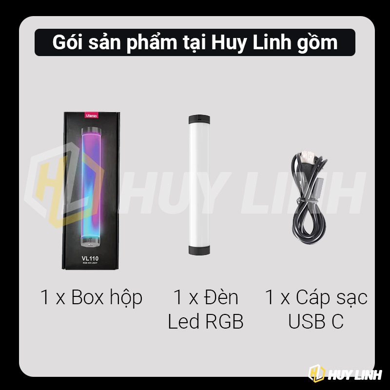 [Mã 155ELSALE giảm 7% đơn 300K] Đèn Led RGB Tube Light Ulanzi VL110 Magnetic - Dài 24cm công suất 7.5W