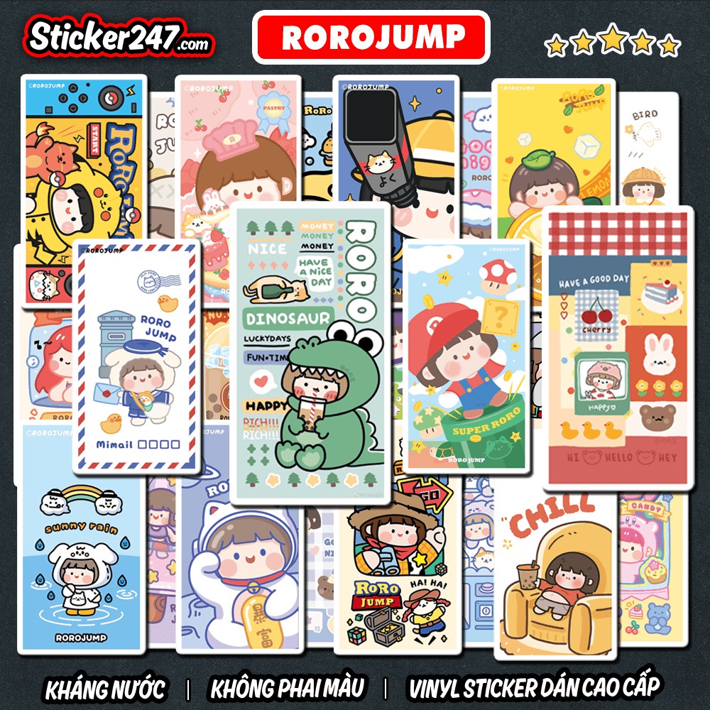 Sticker Roro Jump Cute 𝑭𝒓𝒆𝒆𝒔𝒉𝒊𝒑 chống nước, sticker dán laptop, điện thoại, đàn guitar, mũ bảo hiểm, vali