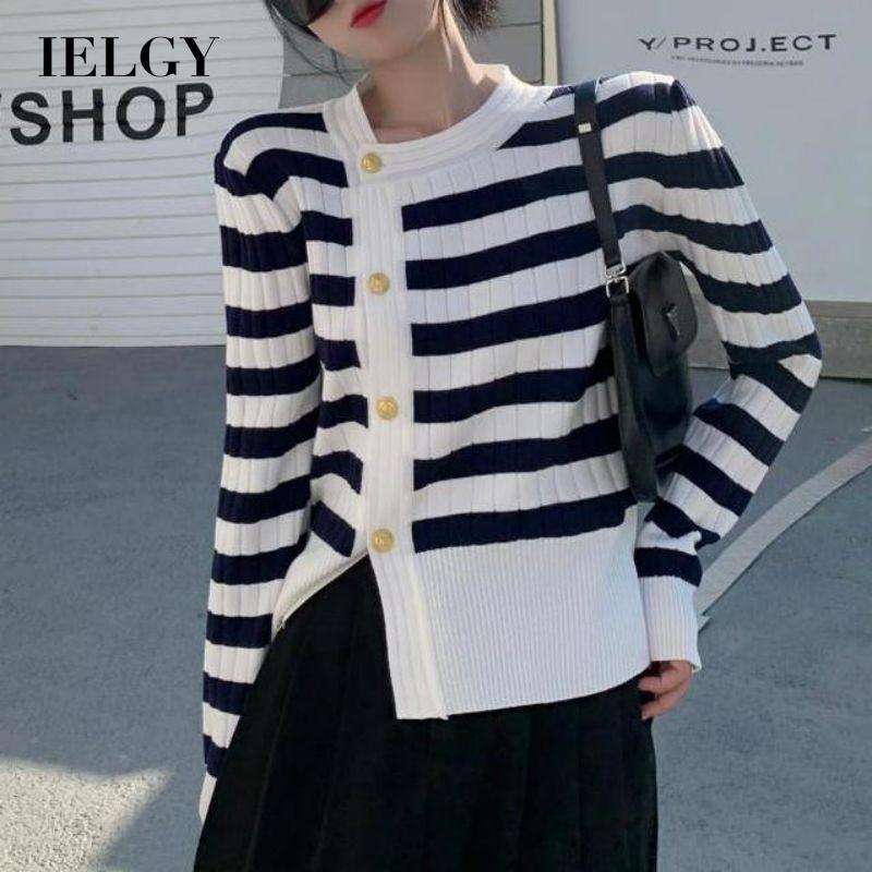 IELGY Áo Khoác cardigan Dệt Kim Tay Dài Kẻ Sọc Thời Trang Dành Cho Nữ