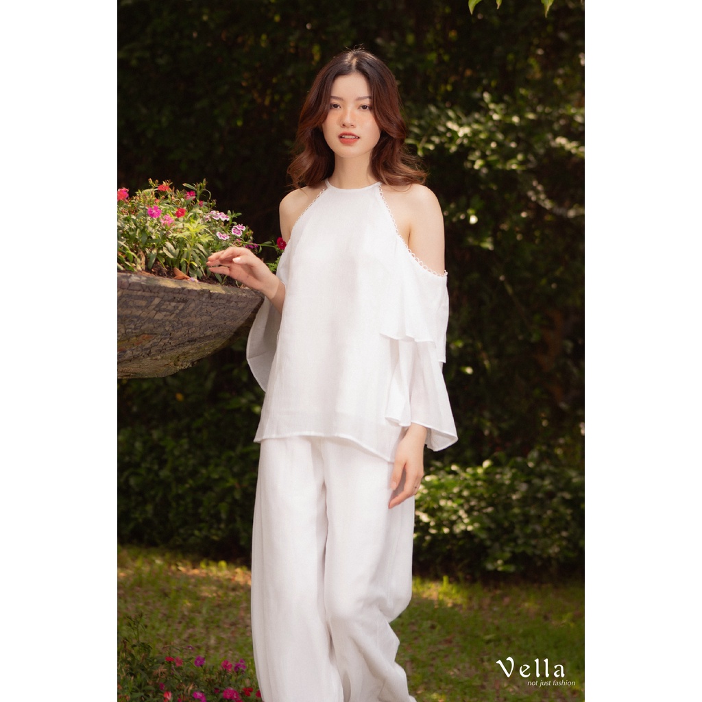 [NEW] Vella Fashion - Set Summer Beachwear gồm áo cổ yếm phối tay bèo kèm quần dài nữ VB22025