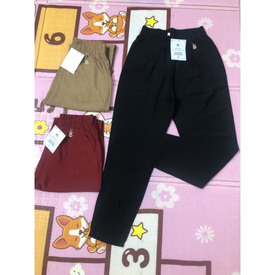 Quần baggy đũi nữ cạp chun chất đũi lụa cao cấp nhẹ mát
