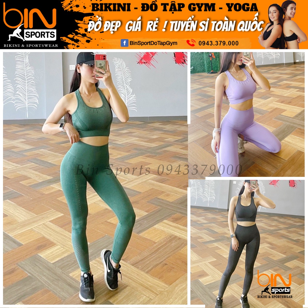 Set Bộ Đồ Dệt Kim Tập Gym Yoga Dệt Kim Cao Cấp Bin Sport BD109