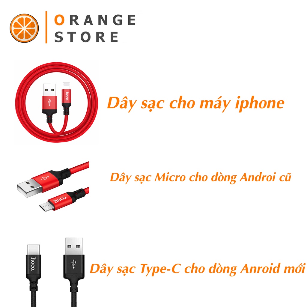 Dây sạc iphone/Micro/Type C Hoco X14 sạc nhanh iphone,hỗ trợ sạc nhanh iphone 6/7/8/x/xs/11 sạc ip dài 1m,2m