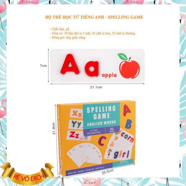 Học Đánh Vần Chữ Cái Tiếng Anh 52 Bộ Thẻ Học Ghép Chữ Bằng Gỗ