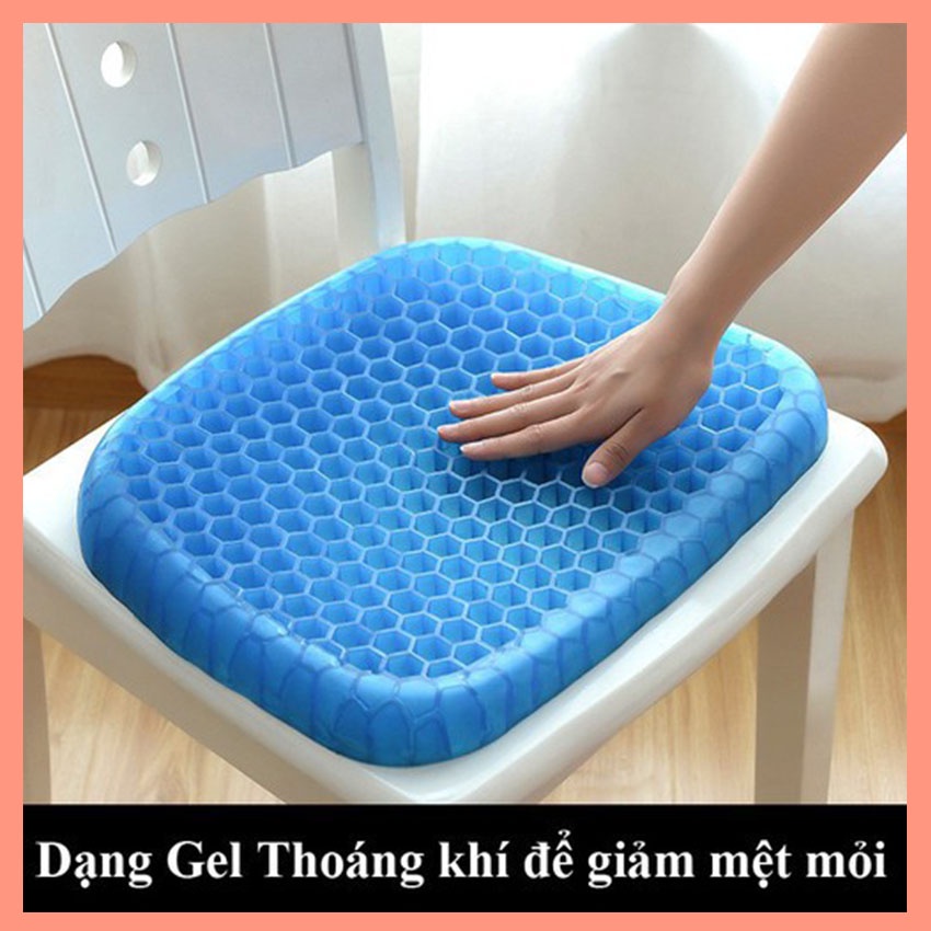 Đệm ngồi 3D cao cấp, nệm lót ghế gel tổ ong thoáng khí, bảo vệ cột sống dành cho người hay ngồi làm việc