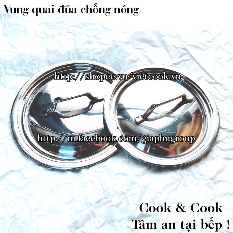 [CHÍNH HÃNG]Nắp vung nồi INOX quai đũa chống nóng dùng cho nồi- chảo- quánh...size 16, 18, 20, 24, 26 cm VIETCOOK