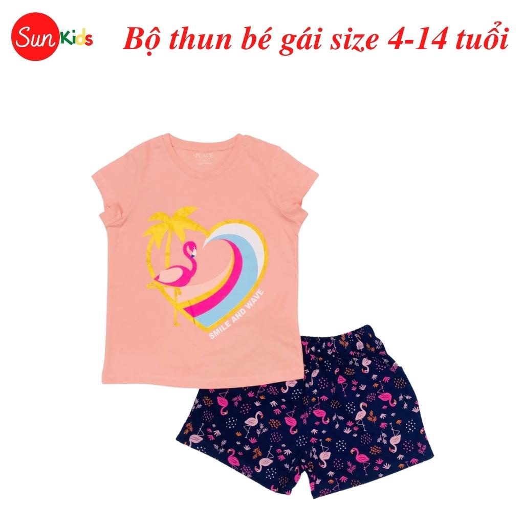 Đồ bộ thun bé gái, đồ bộ trẻ em chất cotton, có nhiều màu, size 4-14 tuổi - SUNKIDS