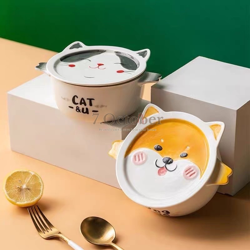 Bát Mèo Sứ có nắp hình con vật ngộ nghĩnh🐮,Bát Xứ hình Cún, đẹp mê ly🐷