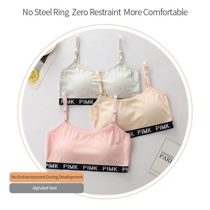 Áo Ngực Thể Thao Không Gọng Vải Cotton Thoáng Khí Thời Trang Cho Bé Gái