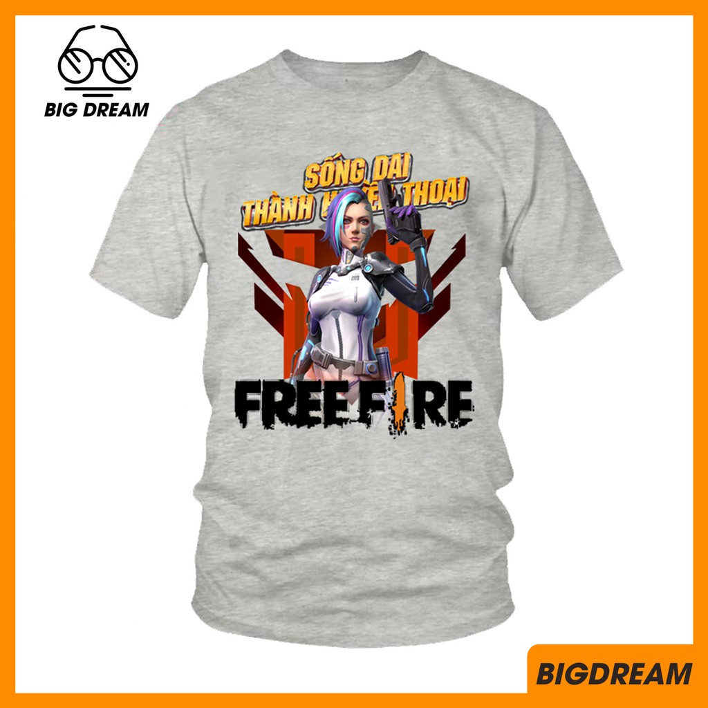 Áo thun game Free Fire full nhân vật dành cho cả nam và nữ - Xám