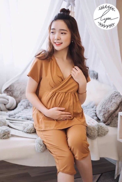 Bộ Bầu cotton 2in1 HÀNG ĐẸP- MẶC BẦU &amp; SAU SINH mềm mát nhẹ ( kèm ảnh chụp thật trải sàn)