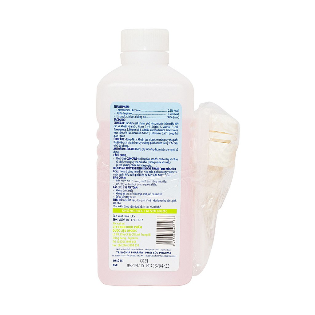 Nước rửa tay khô nhanh Clincare 500Ml Opodis dùng trong bệnh viện, phòng khám hiệu quả | BigBuy360 - bigbuy360.vn