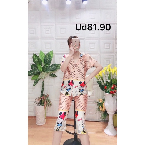 Bộ satin lụa in hình 3D vải mềm mịn không nhăn