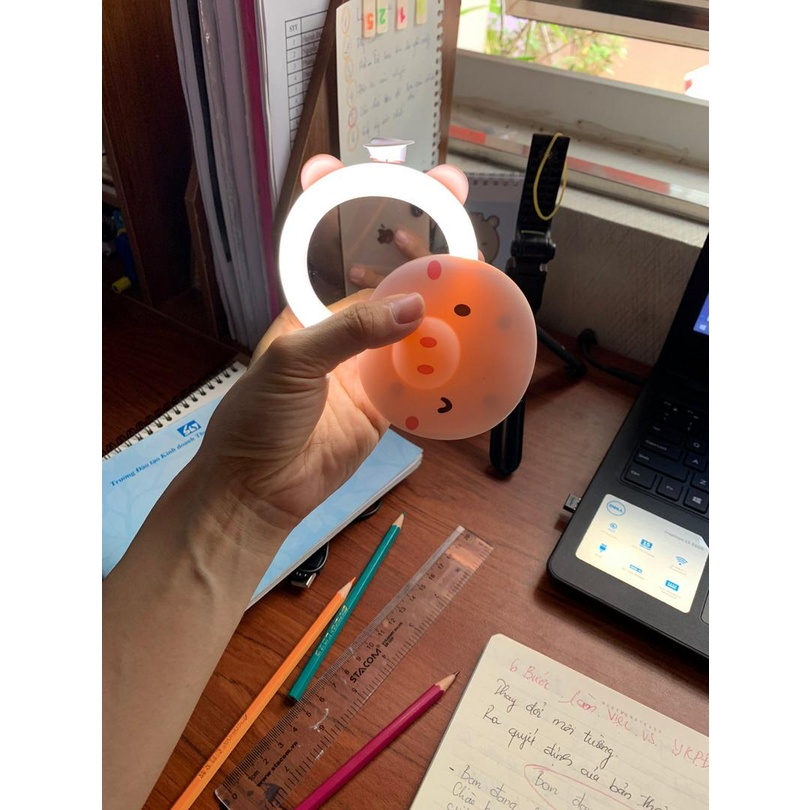 (Chính Hãng) Quạt Heo Có Đèn Kèm Gương Soi