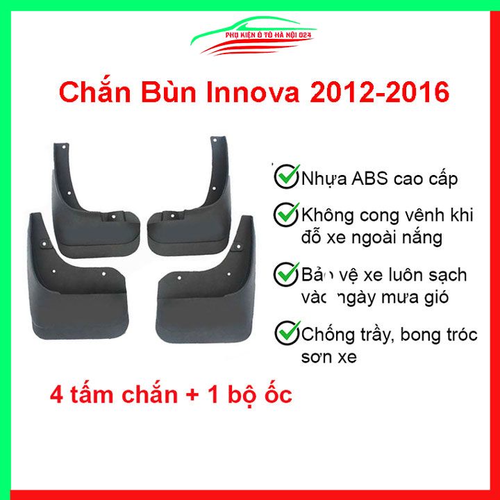 Bộ 4 chắn bùn Innova 2012-2016 chuẩn theo xe
