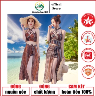 Sét áo Tắm đi Biển Kèm Khăn Mẫu Mới - Bộ bikini đi Bơi 3 Chi Tiết Kèm Khăn