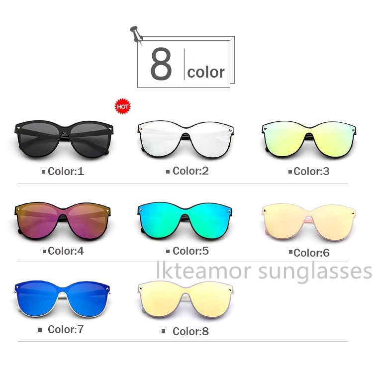 Kính mát tròng oval phản quang phong cách retro